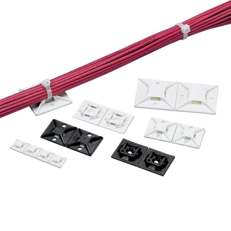 Various mount and clamp solutions for cable fastening and organization