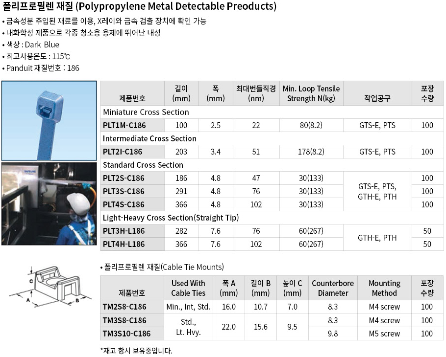 팬듀이트 PP 금속검출 케이블타이